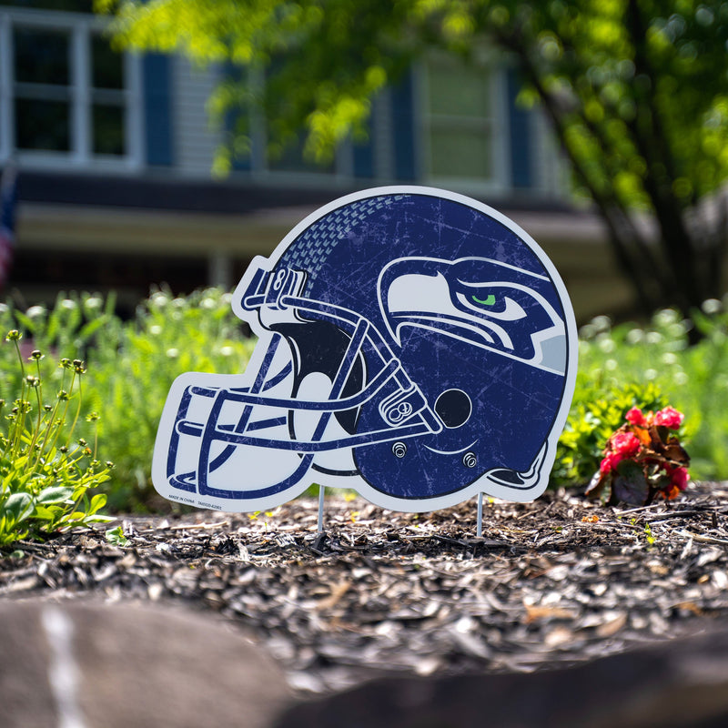 Helmets for the Pittsburgh Steelers and the Seattle Seahawks are