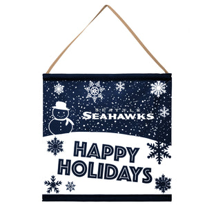 Seattle Seahawks NFL Happy Holidays Banner Sign