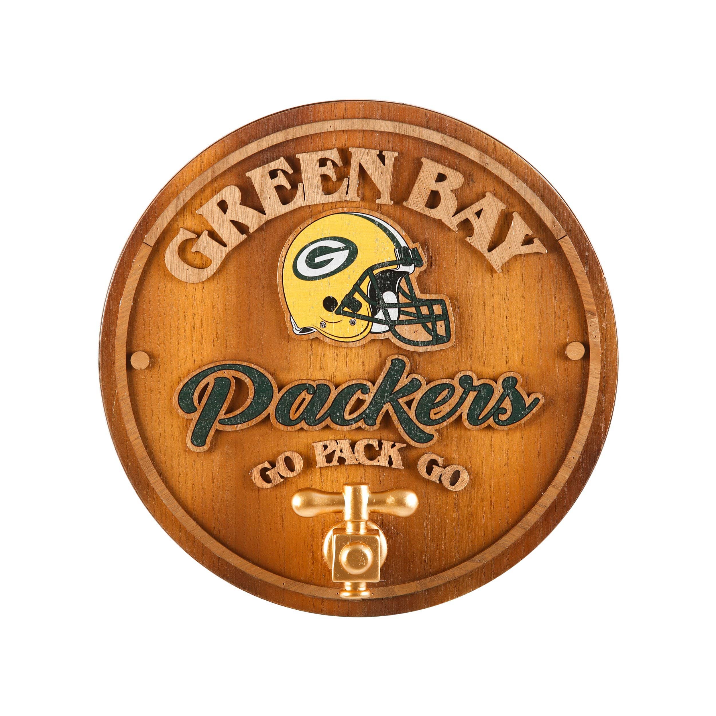 Green Bay Packers Go Pack Go NFL Slogan Wood Sign