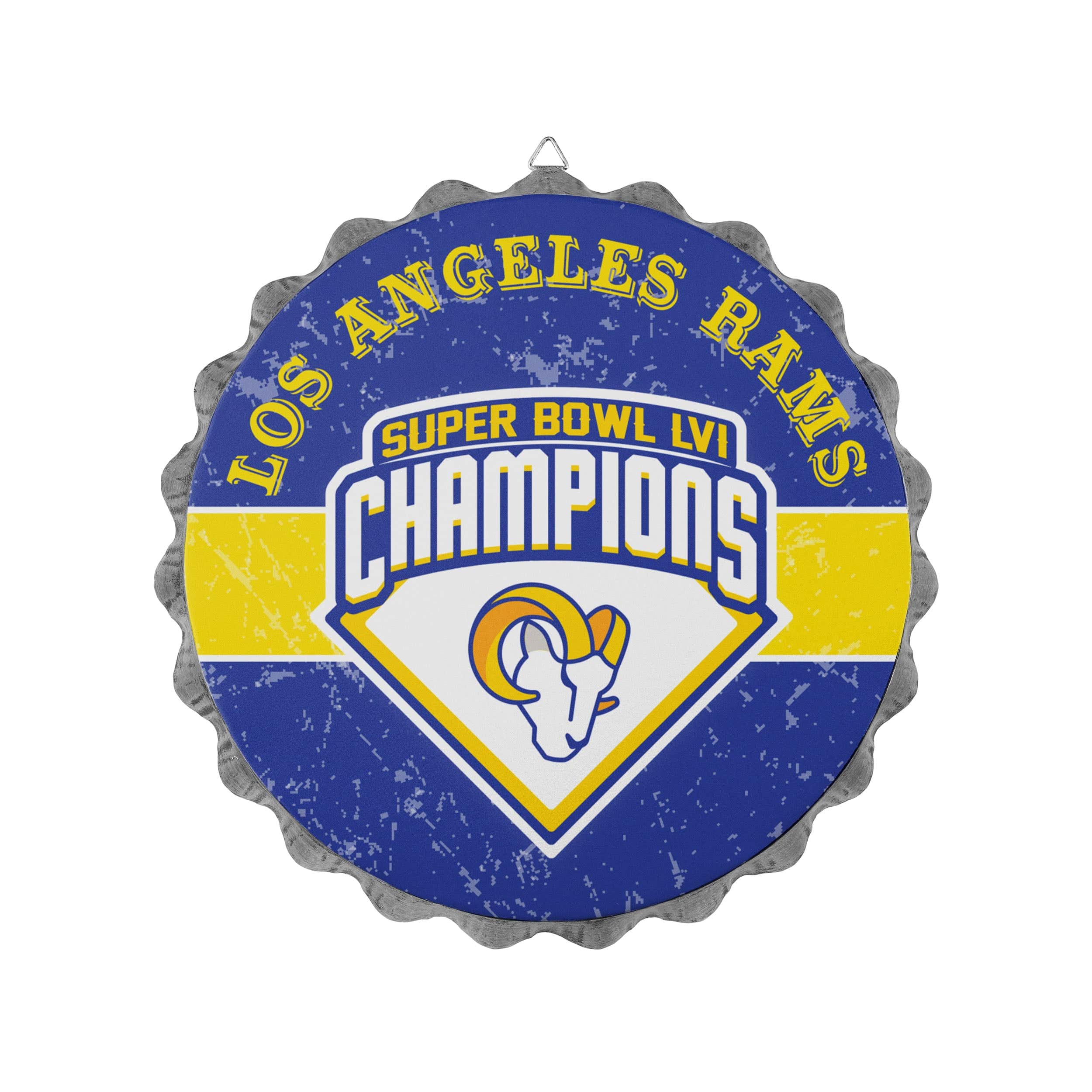 Los Angeles Rams Super Bowl LVI Champions Metal Distressed Bottlecap Wall Sign