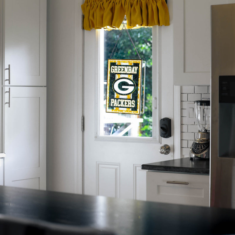 Go Green Bay Packers Custom Stained Glass Window Panel 