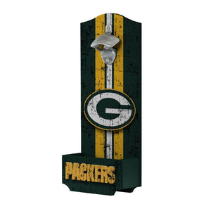 Green Bay Packers NFL Wooden Bottle Cap Opener Sign