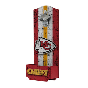 Kansas City Chiefs NFL Wooden Bottle Cap Opener Sign