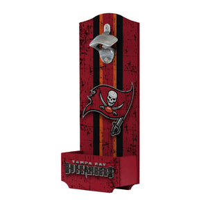 Tampa Bay Buccaneers NFL Wooden Bottle Cap Opener Sign
