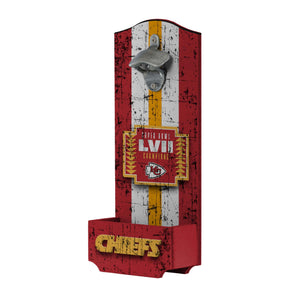 Kansas City Chiefs NFL Super Bowl LVII Champions Wooden Bottle Opener Sign