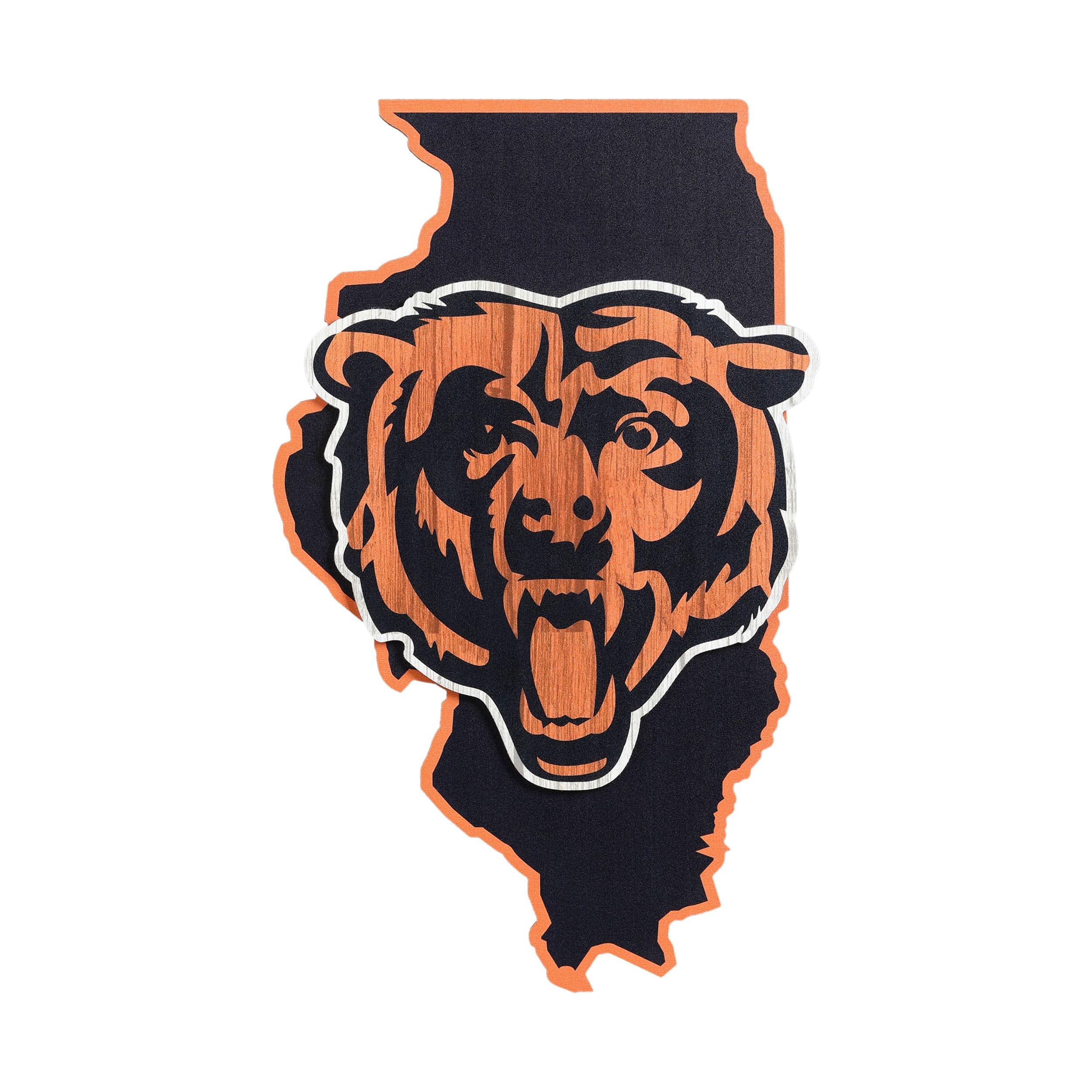 Chicago Bears State Circle Wood Sign 12