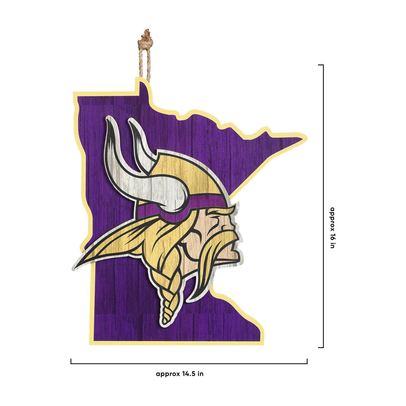 Minnesota Vikings NFL Wood State Sign