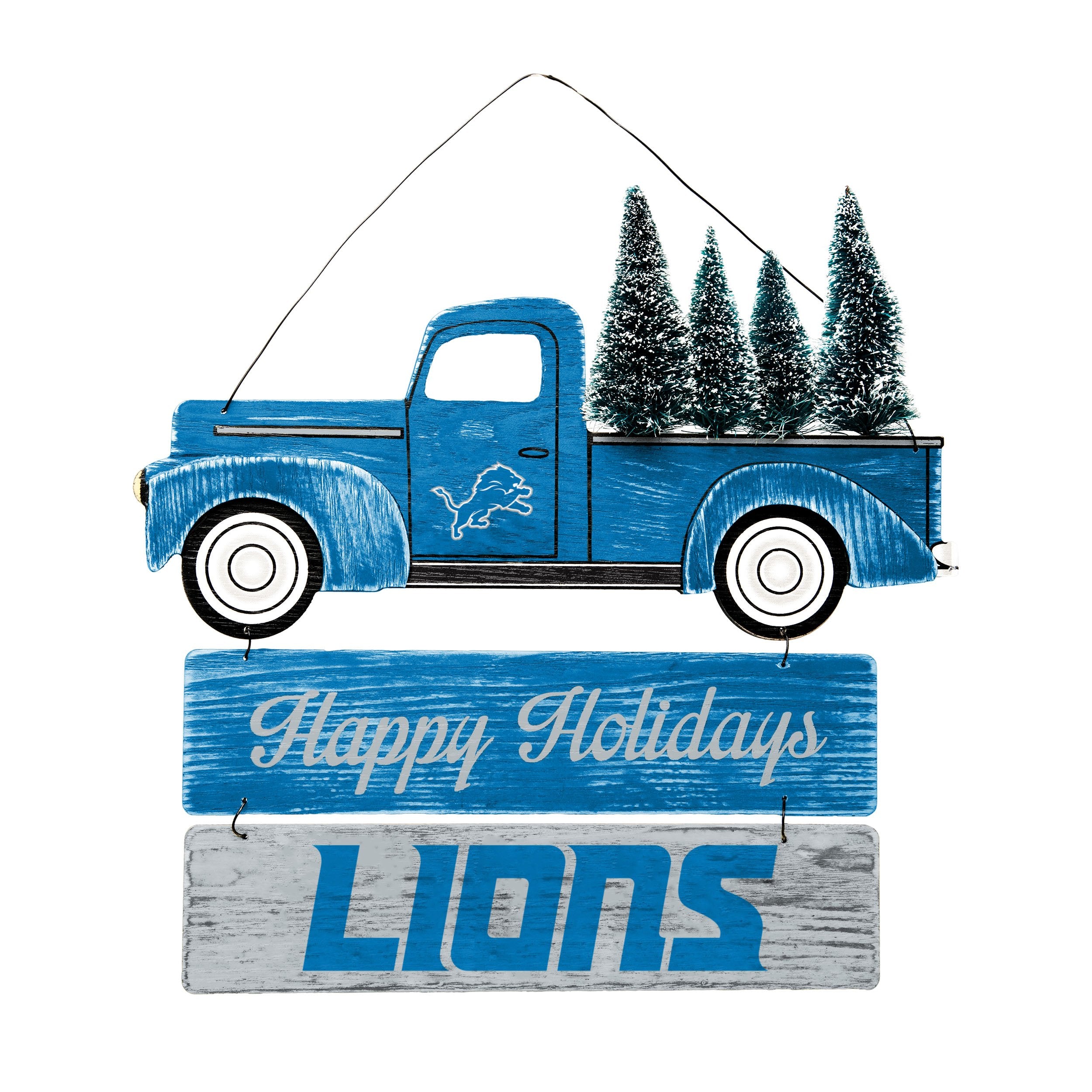 Detroit Lions NFL Wooden Truck with Tree Sign