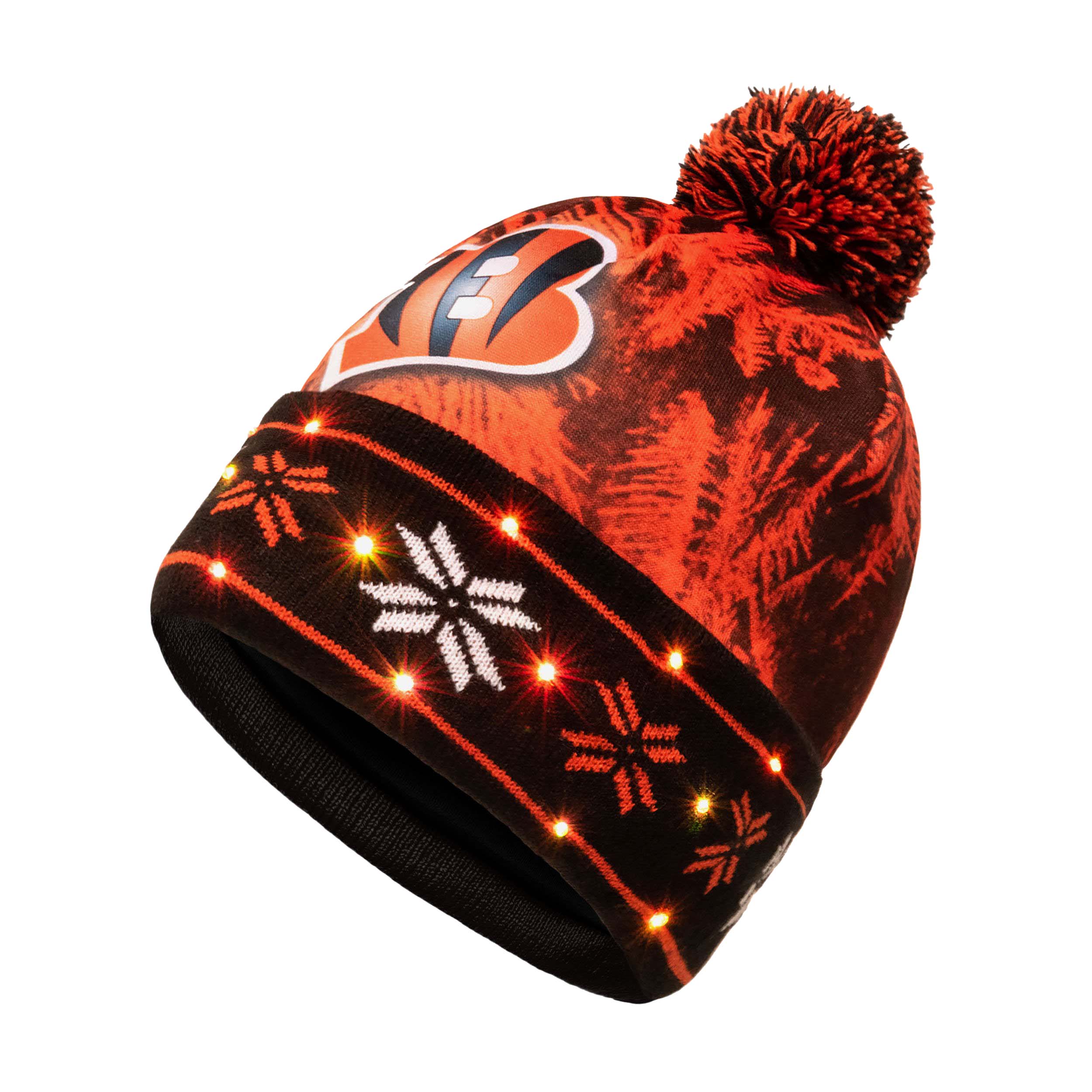 Cincinnati Bengals NFL White Stripe Light Up Beanie