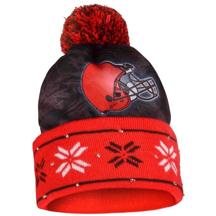 foco Men's NFL Team Logo Light Up Skull Winter Knit Cap Beanie Hat