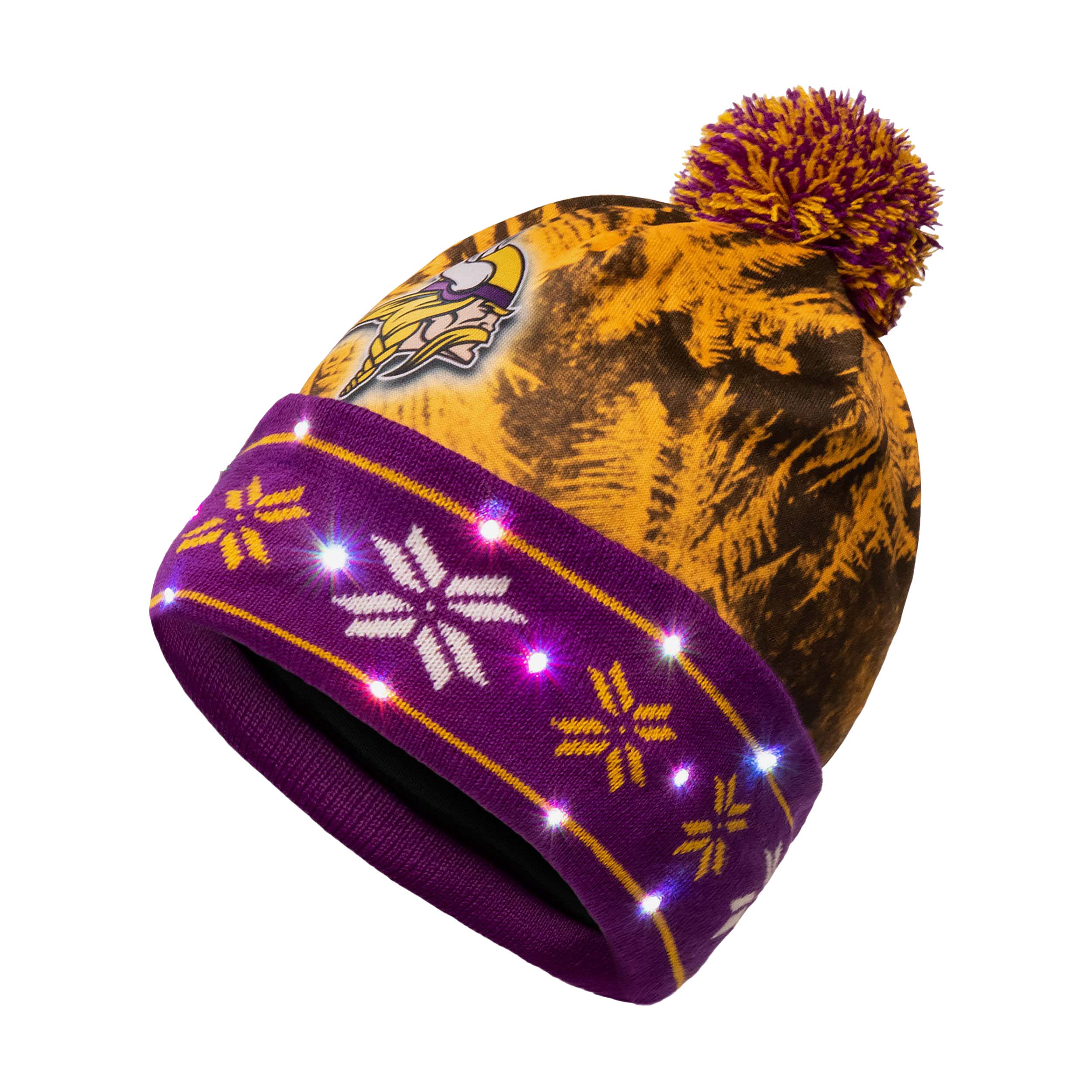 Minnesota Vikings Pom Hat - Purple + Gold