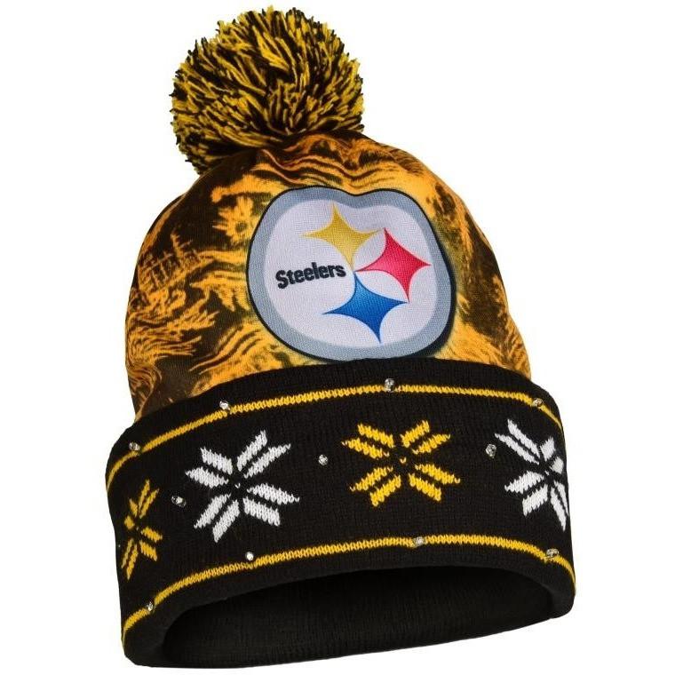 NFL Football Team Mini Logo Light Up Beanie Stretch Knit Hat