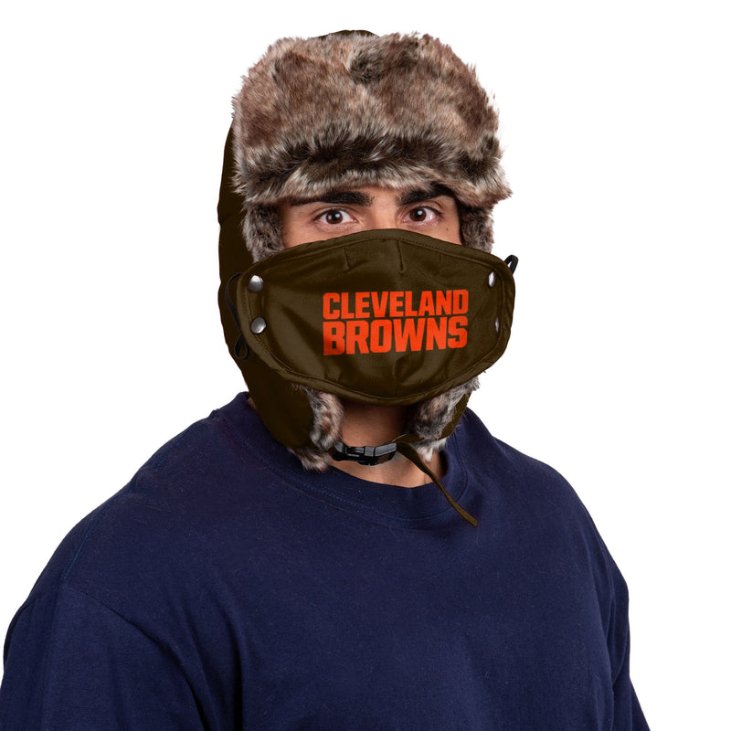 Cleveland Browns NFL Big Logo Trapper Hat With Face Cover