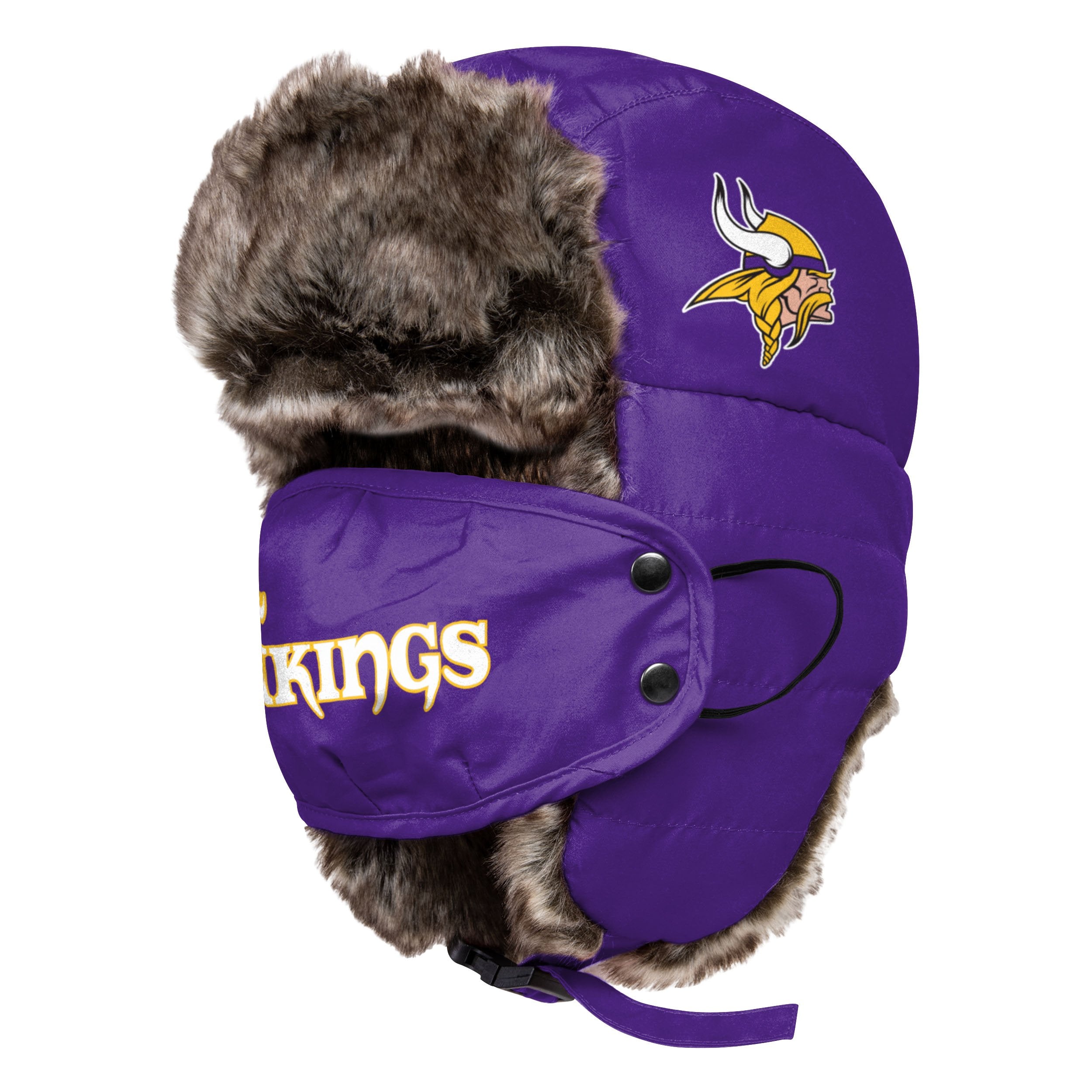 Minnesota Vikings NFL Big Logo Trapper Hat With Face Cover