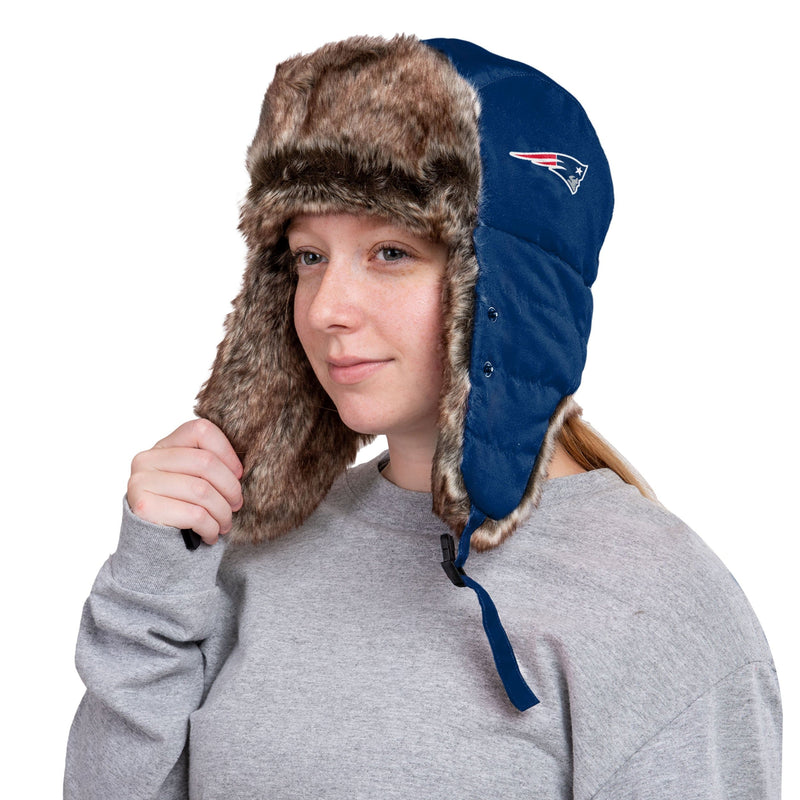 New England Patriots NFL Wordmark Flannel Trapper Hat