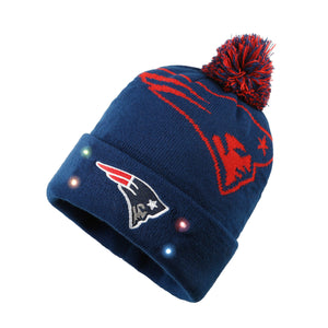 New England Patriots NFL Cropped Logo Light Up Knit Beanie