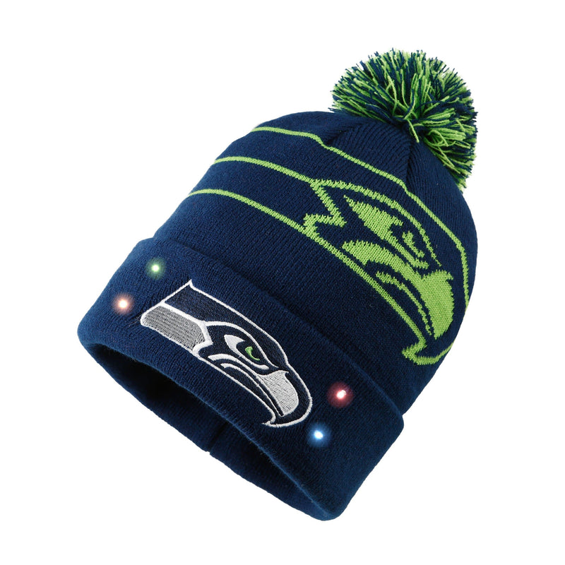 New Seattle Seahawks Light Em Up LED Beanie Knit Hat New W Tags