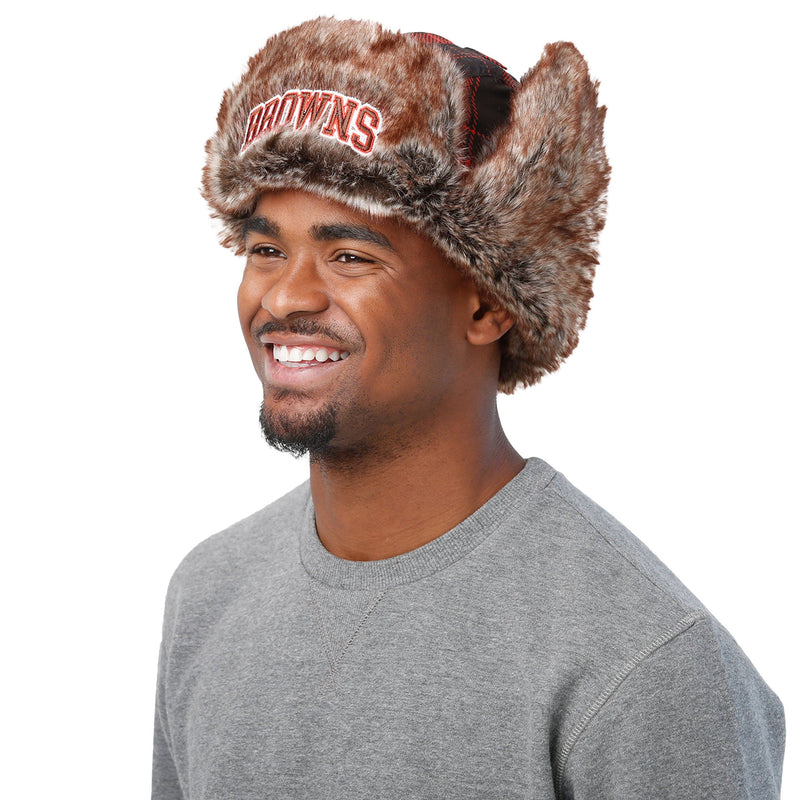 Cleveland Browns NFL Wordmark Flannel Trapper Hat