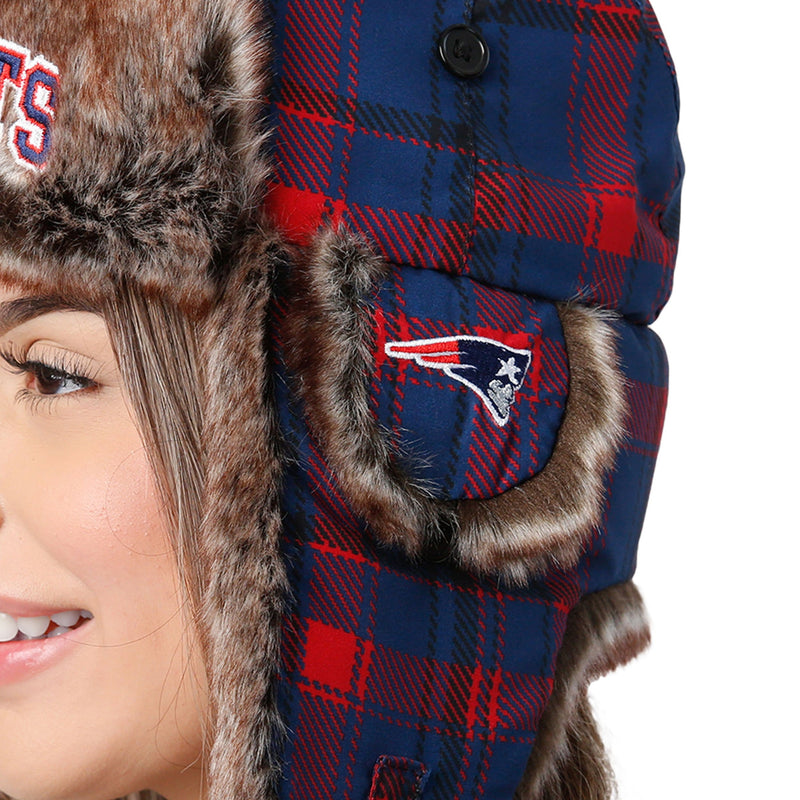 New England Patriots NFL Wordmark Flannel Trapper Hat