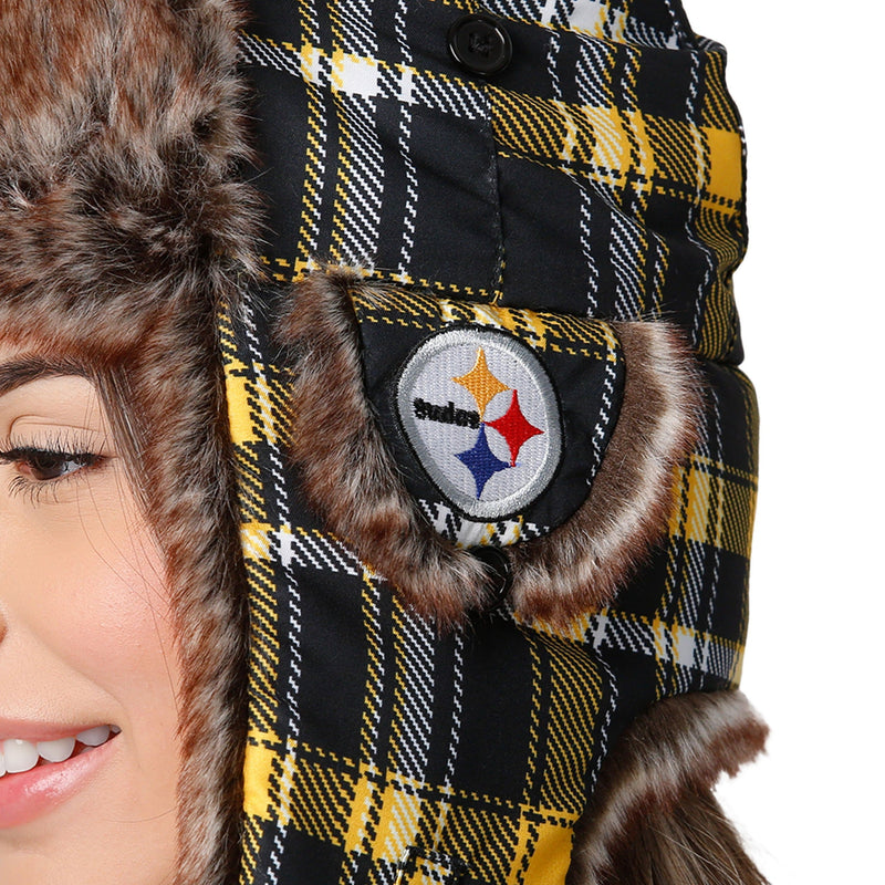 Pittsburgh Steelers Big Logo Trapper Hat With Face Cover FOCO