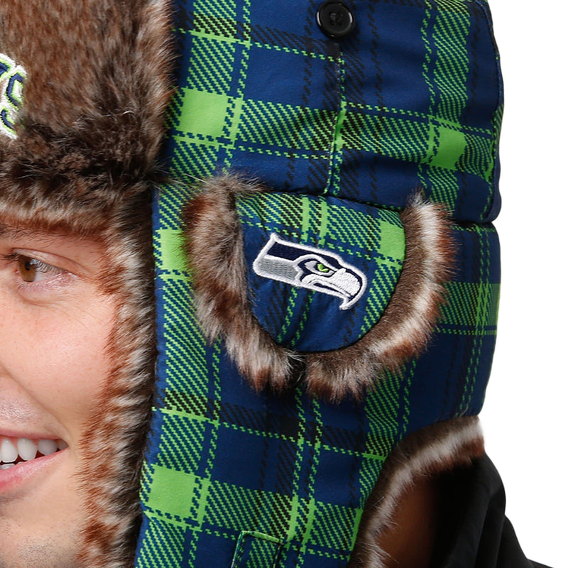 Seattle Seahawks NFL Wordmark Flannel Trapper Hat