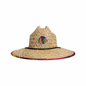 Chicago Blackhawks NHL Floral Straw Hat