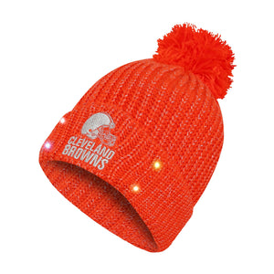 Cleveland Browns Womens NFL Glitter Knit Light Up Beanie