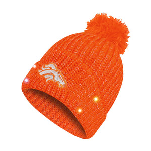 Denver Broncos Womens NFL Glitter Knit Light Up Beanie