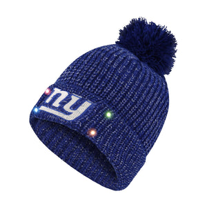 New York Giants Womens NFL Glitter Knit Light Up Beanie