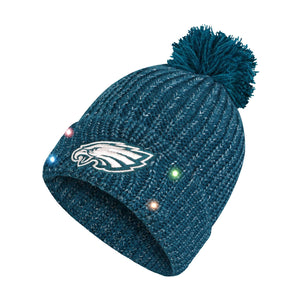 Philadelphia Eagles Womens NFL Glitter Knit Light Up Beanie