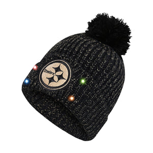 Pittsburgh Steelers Womens NFL Glitter Knit Light Up Beanie