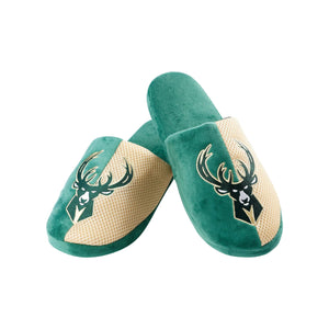 Milwaukee Bucks NBA Mens Team Logo Staycation Slippers