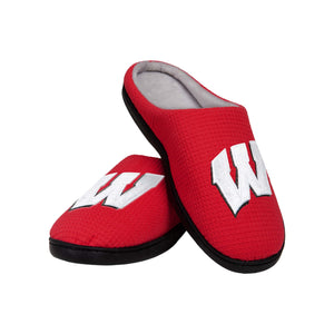 Wisconsin Badgers NCAA Mens Memory Foam Slide Slippers