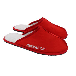 Nebraska Cornhuskers NCAA Mens Team Color Wordmark Open Back Moccasin Slippers