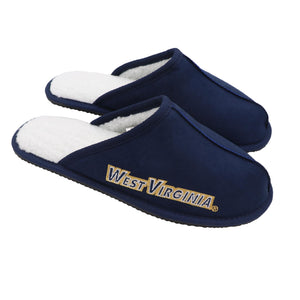 West Virginia Mountaineers NCAA Mens Team Color Wordmark Open Back Moccasin Slippers
