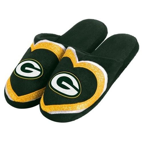 Green Bay Packers Stripe Logo Slide-on Women's Slippers – Green