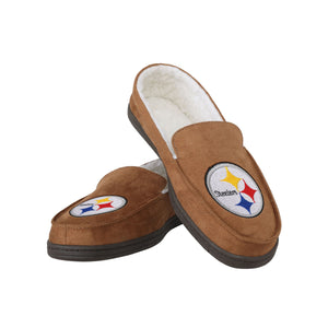 Pittsburgh Steelers NFL Mens Beige Moccasin Slipper