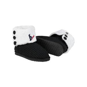 Houston Texans NFL Womens Knit High End Button Boot Slipper