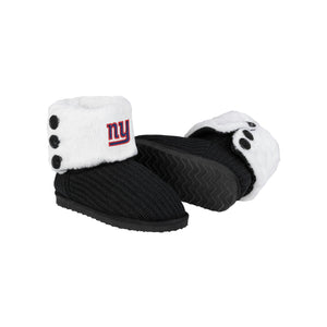 New York Giants NFL Womens Knit High End Button Boot Slipper