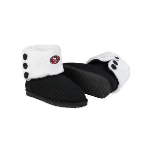 San Francisco 49ers NFL Womens Knit High End Button Boot Slipper