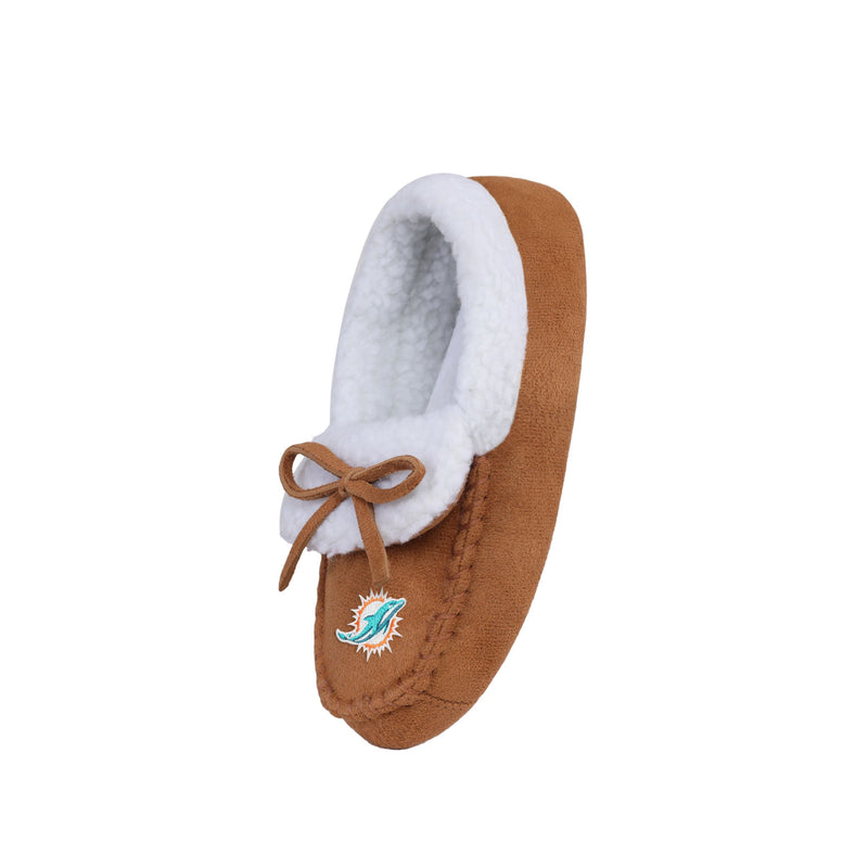 Miami Dolphins Beige Moccasin Slipper