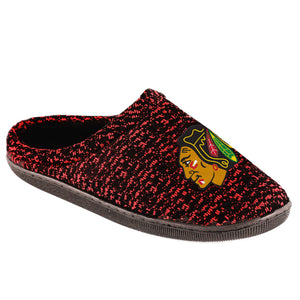 Chicago Blackhawks NHL Mens Poly Knit Cup Sole Slippers