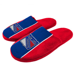 New York Rangers NHL Mens Big Logo Stripe Slippers