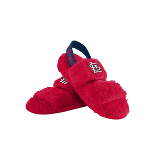 St Louis Cardinals MLB Womens Heel Strap Wordmark Fur Slide