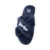 New York Yankees MLB Womens Script Wordmark Fur Cross Slide