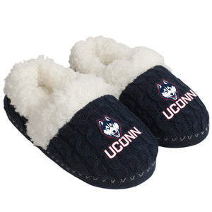 Uconn Huskies NCAA Womens Team Color Fur Moccasin Slippers