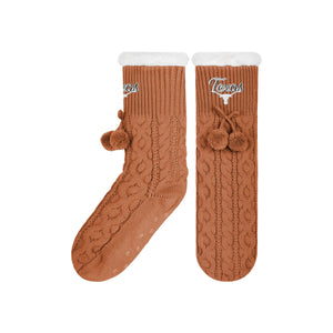 Texas Longhorns NCAA Womens Cable Knit Footy Slipper Socks