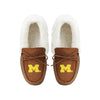 Michigan Wolverines NCAA Womens Tan Moccasin Slippers