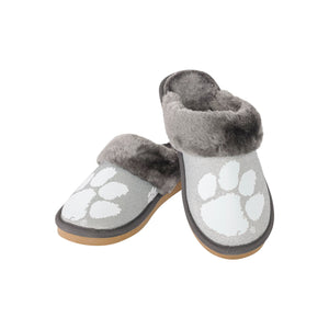 Clemson Tigers NCAA Womens Glitter Open Back Fur Moccasin Slippers