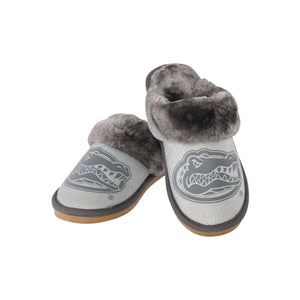 Florida Gators NCAA Womens Glitter Open Back Fur Moccasin Slippers